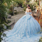 Juliet JT1458J Off the Shoulder Draped Sleeve Cathedral Train Quince Dress