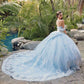 Juliet JT1458J Off the Shoulder Draped Sleeve Cathedral Train Quince Dress