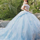 Juliet JT1458J Off the Shoulder Draped Sleeve Cathedral Train Quince Dress