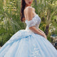 Juliet JT1458J Off the Shoulder Draped Sleeve Cathedral Train Quince Dress