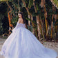 Juliet JT1459J Princess Ball Gown Strapless Bell Sleeves Quinceanera Dress