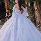 Juliet JT1459J Princess Ball Gown Strapless Bell Sleeves Quinceanera Dress