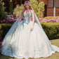 Juliet JT1466H Dress 3D Multi Floral Applique Cape Sleeve Quinceanera Gown