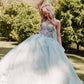 Juliet JT1466H Dress 3D Multi Floral Applique Cape Sleeve Quinceanera Gown