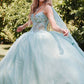 Juliet JT1466H Dress 3D Multi Floral Applique Cape Sleeve Quinceanera Gown
