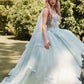 Juliet JT1466H Dress 3D Multi Floral Applique Cape Sleeve Quinceanera Gown