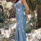 Juliet JT2434A Long V-Neck Embellished Corset Bodice Fitted Mermaid Gown