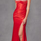 Juliet JT2434A Long V-Neck Embellished Corset Bodice Fitted Mermaid Gown