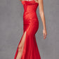 Juliet JT2434A Long V-Neck Embellished Corset Bodice Fitted Mermaid Gown
