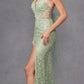Juliet JT2437A Fully Beaded Embellished Long Fitted Slit Gown