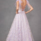 Juliet JT2439K Long 3D Floral Glitter Print Sleeveless A-line Gown