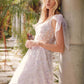 Juliet JT2439K Long 3D Floral Glitter Print Sleeveless A-line Gown