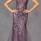 Juliet JT2441S Long Corset Bodice Embellished Sleeveless Mermaid Dress