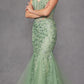 Juliet JT2441S Long Corset Bodice Embellished Sleeveless Mermaid Dress