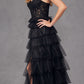 Juliet JT2451S Long Lace Bodice Sleeveless A-line Ruffled Gown