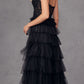 Juliet JT2451S Long Lace Bodice Sleeveless A-line Ruffled Gown
