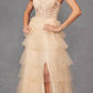 Juliet JT2451S Long Lace Bodice Sleeveless A-line Ruffled Gown