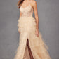 Juliet JT2451S Long Lace Bodice Sleeveless A-line Ruffled Gown
