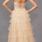Juliet JT2451S Long Lace Bodice Sleeveless A-line Ruffled Gown