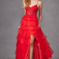 Juliet JT2451S Long Lace Bodice Sleeveless A-line Ruffled Gown