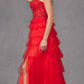 Juliet JT2451S Long Lace Bodice Sleeveless A-line Ruffled Gown
