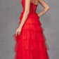 Juliet JT2451S Long Lace Bodice Sleeveless A-line Ruffled Gown