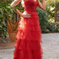 Juliet JT2451S Long Lace Bodice Sleeveless A-line Ruffled Gown
