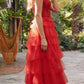 Juliet JT2451S Long Lace Bodice Sleeveless A-line Ruffled Gown
