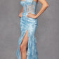 Juliet JT2455K Long Strapless Sweetheart Fitted Sheer Bodice Slit Gown