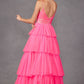 Juliet JT2457H Long Tiered Ruffled Tulle A-Line Sequin Bodice Dress