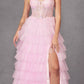 Juliet JT2458A Long Ruffle Tulle A-Line Ball Gown Bustier Bodice Thin Straps