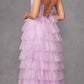 Juliet JT2458A Long Ruffle Tulle A-Line Ball Gown Bustier Bodice Thin Straps