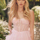 Juliet JT2458A Long Ruffle Tulle A-Line Ball Gown Bustier Bodice Thin Straps