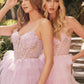 Juliet JT2458A Long Ruffle Tulle A-Line Ball Gown Bustier Bodice Thin Straps