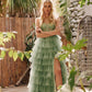 Juliet JT2458A Long Ruffle Tulle A-Line Ball Gown Bustier Bodice Thin Straps