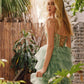 Juliet JT2458A Long Ruffle Tulle A-Line Ball Gown Bustier Bodice Thin Straps