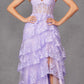 Juliet JT2463A Long Tiered Ruffled Skirt A-Line Boned Bodice Dress