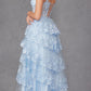 Juliet JT2463A Long Tiered Ruffled Skirt A-Line Boned Bodice Dress