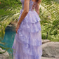 Juliet JT2463A Long Tiered Ruffled Skirt A-Line Boned Bodice Dress