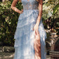 Juliet JT2463A Long Tiered Ruffled Skirt A-Line Boned Bodice Dress