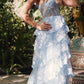 Juliet JT2463A Long Tiered Ruffled Skirt A-Line Boned Bodice Dress