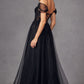 Juliet JT2466A Long Cold Shoulder Sweetheart Corset Bodice A-Line Gown