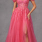 Juliet JT2466A Long Cold Shoulder Sweetheart Corset Bodice A-Line Gown