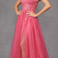 Juliet JT2466A Long Cold Shoulder Sweetheart Corset Bodice A-Line Gown