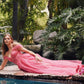 Juliet JT2466A Long Cold Shoulder Sweetheart Corset Bodice A-Line Gown