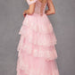 Juliet JT2467K Long Off the Shoulder Draped Sleeve A-Line Gown