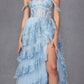 Juliet JT2467K Long Off the Shoulder Draped Sleeve A-Line Gown