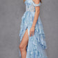 Juliet JT2467K Long Off the Shoulder Draped Sleeve A-Line Gown