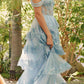 Juliet JT2467K Long Off the Shoulder Draped Sleeve A-Line Gown