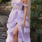 Juliet JT2467K Long Off the Shoulder Draped Sleeve A-Line Gown